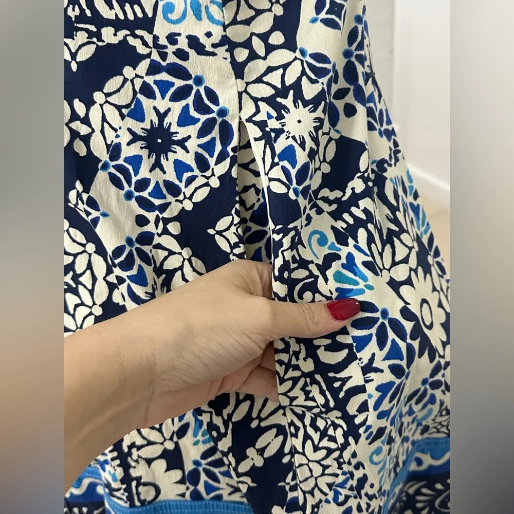 Avec Les Filles Sweetheart Neck Mini Sundress in Blue and White size 8 - Picture 6 of 13